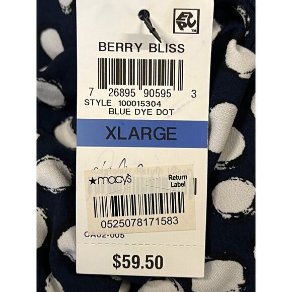 Alfani Women XL Extra Large Blue White Polka Dot Sleeveless Top Blouse NWT New - Picture 8 of 10